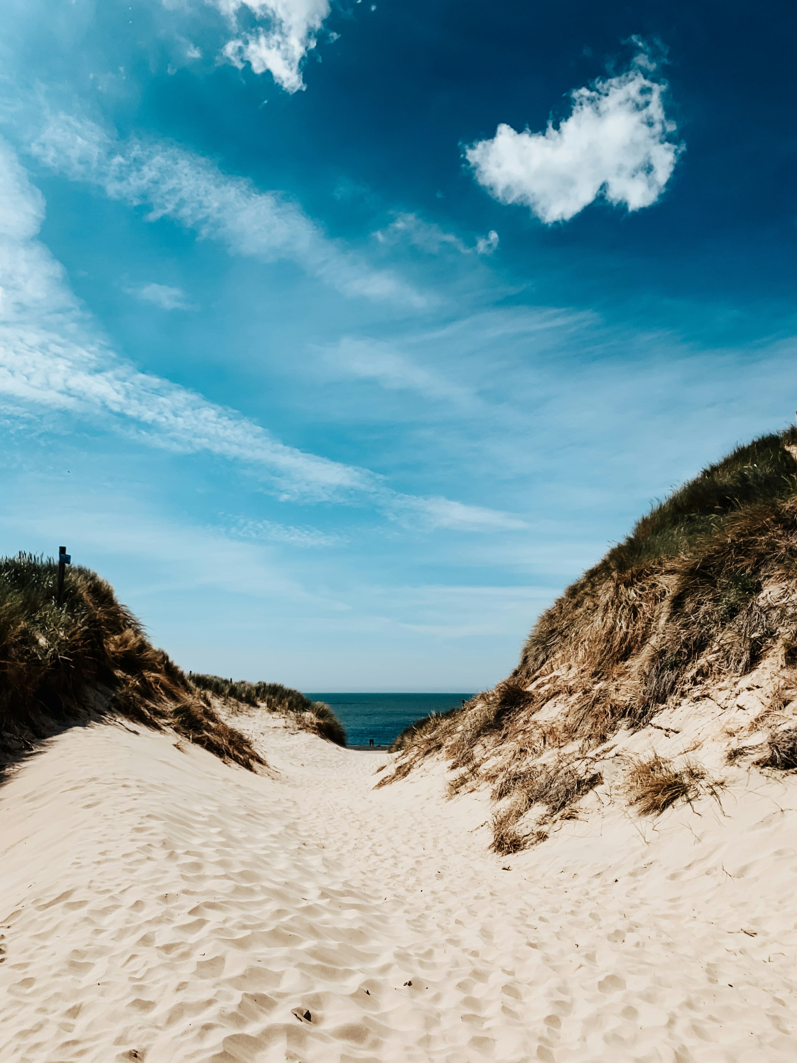 A sandy path through the dunes leading to the North Sea